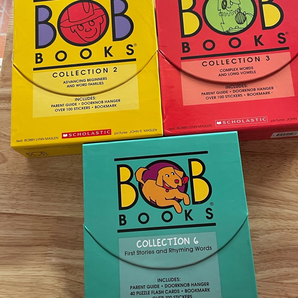 BOB Books collections 6 rhyming words, 2 word family, 3 complex words